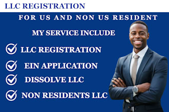 do your llc registration,dissolve llc,us llc non us resident,apply for ein,