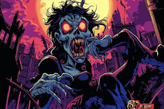 create a  bloody horror illustration