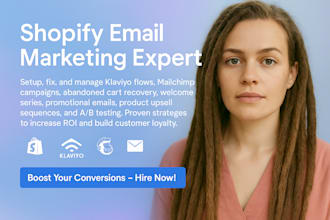 setup fix manage shopify email marketing klaviyo flows mailchimp campaign expert