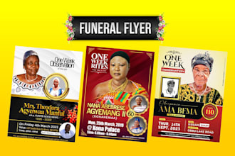 funeral flyer, event, obituary and program in 3hrs