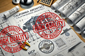 create california stamp licensed architect for city permit floor plans mep pe