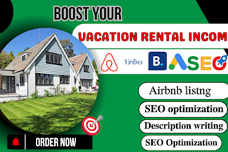 set up airbnb listing, vrbo, vacation rental, airbnb promotion and airbnb SEO