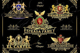 do modern vintage coat of arms family crest heraldic logo design
