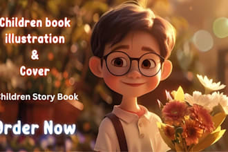 create digital illustrations with characters for children storybook