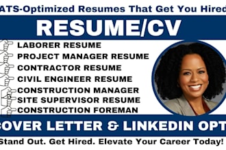write construction engineer, environmental engineer, urban planner resumes