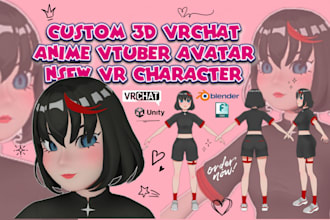 custom 3d vrchat, anime nsfw rig, vr character unity, vrchat vrc avatar, facerig