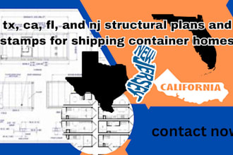 tx, ca, fl, and nj structural plans and stamps for shipping container homes