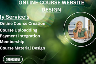 create online course website, landingpage in teachable, thinkific or wordpress