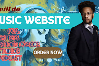 design a music website for artist, podcast band, episodes,dj