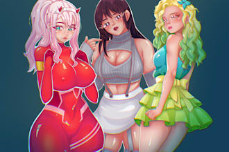 draw anime art, character illustration, digital art, nsfw
