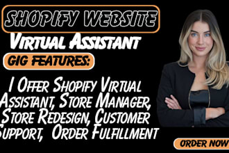 do shopify virtual assistant, store setup product management, shopify redesign