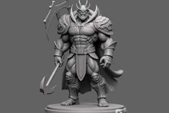 sculpt 3d model, characters modelling, 3d sculpture game asset for 3d printing
