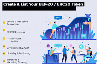 deliver approved token listing and bep20 or erc20 token creation