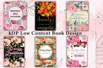 design kdp journal cover and interior, custom planner for low content