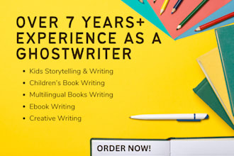 be your fictional ghostwriter, children story book writer kids moral story