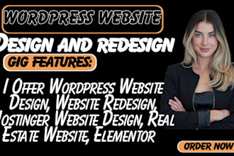 design real estate wordpress website , hostinger design, elementor, blog website