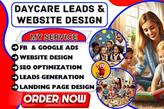 generate daycare nanny leads build kindergarten childcare preschool website