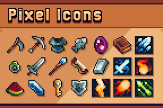 design any 16x16 pixel art icons for your game