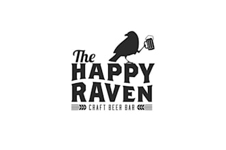 create craft beer bar happy raven logo design