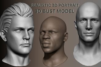 sculpt realistic 3d head, 3d face, 3d bust, 3d portrait, 3d head sculpt,3d print