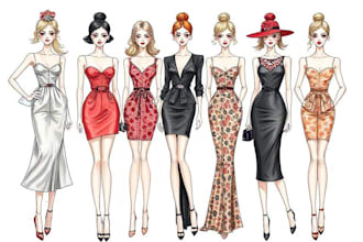 draw fashion illustration and fashion collection
