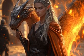 illustrate your fantasy or dnd character with dragon