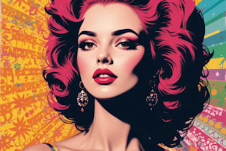 draw custom pet portrait in pop art style