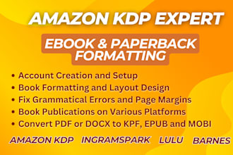 formate ebook and design paperback layout epub kpf amazon kdp book publishing