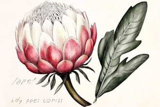 draw beautiful digital botanical illustrations of flowers, fruits, and plants