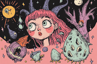 create the most fascinating doodle art illustration
