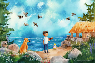 do hand drawn pastel children book illustration art
