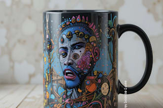 create custom typography coffee mug design or cup design