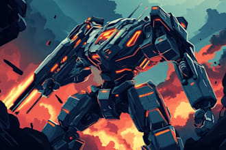 illustrate mecha vector art for your brand