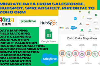 migrate data from salesforce, hubspot, spreadsheet, pipedrive to zoho CRM