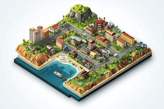 draw a unique vector or isometric map