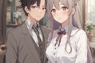 draw your couple character with anime style
