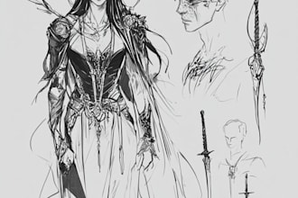 fantasy character sketch in unique style