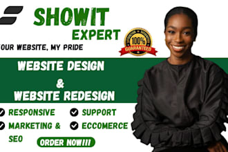 design, redesign, customize showit website and template wordpress framer website