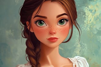 draw you a beautiful portrait in disney cartoon