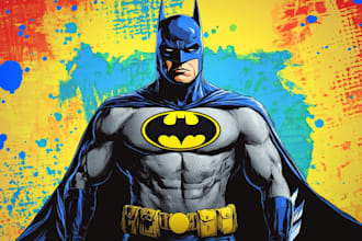illustrate a superhero pop art portraits
