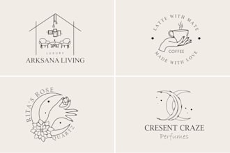 design feminine hand drawn boho botanical minimal logo
