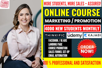 udemy course promotion, kajabi course enrollment, thinkific course sales funnel