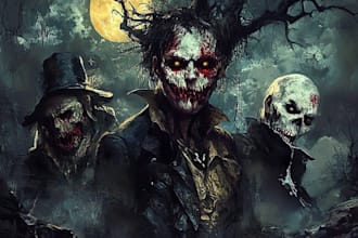 design vintage fantasy horror fun cartoon character