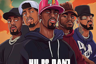 create cover art album caricature cartoon hip hop rap music