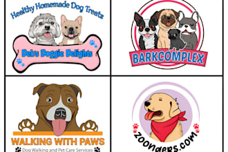 design cute animal, pet, dog cartoon mascot logo for your business