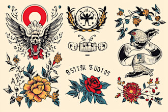 create any design in traditional tattoo or old school style