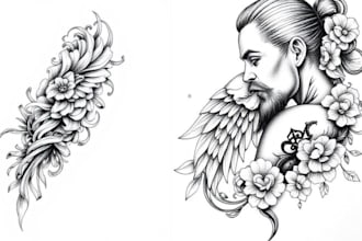 draw unique custom tattoo design sleeve art sketch handdrawn in any style