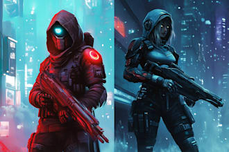 design anime character , cyberpunk character
