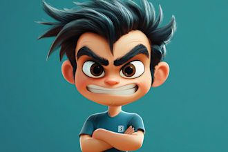 create funny cartoon character, caricature, logo, portrait