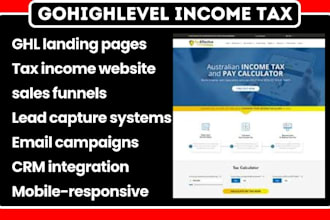 design gohighlevel tax landing page tax income website sales funnel automation